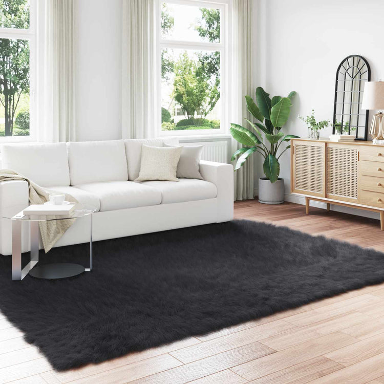 Vidaxx Kunstschaffellteppich Tafalla schwarz 240 x 340 cm Polyester