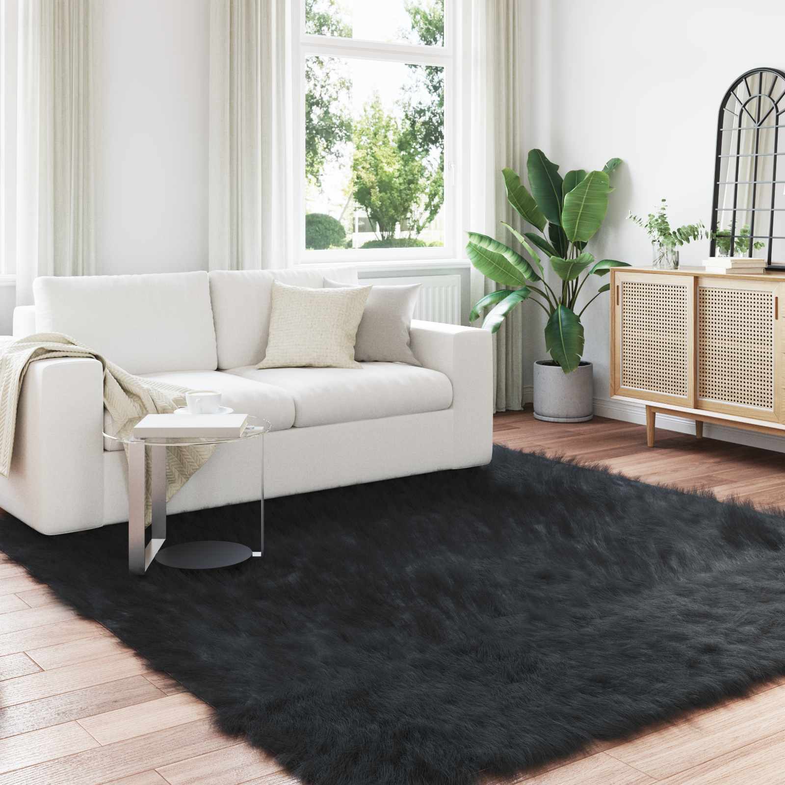 Vidaxx Kunstschaffellteppich Tafalla schwarz 200 x 200 cm Polyester