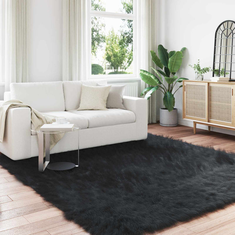 Vidaxx Kunstschaffellteppich Tafalla schwarz 200 x 200 cm Polyester