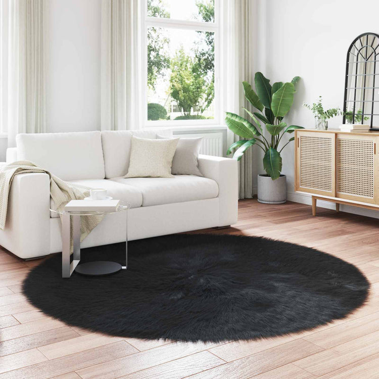 VidaXL Kunstschaffellteppich Tafalla schwarz ø 160 cm Polyester