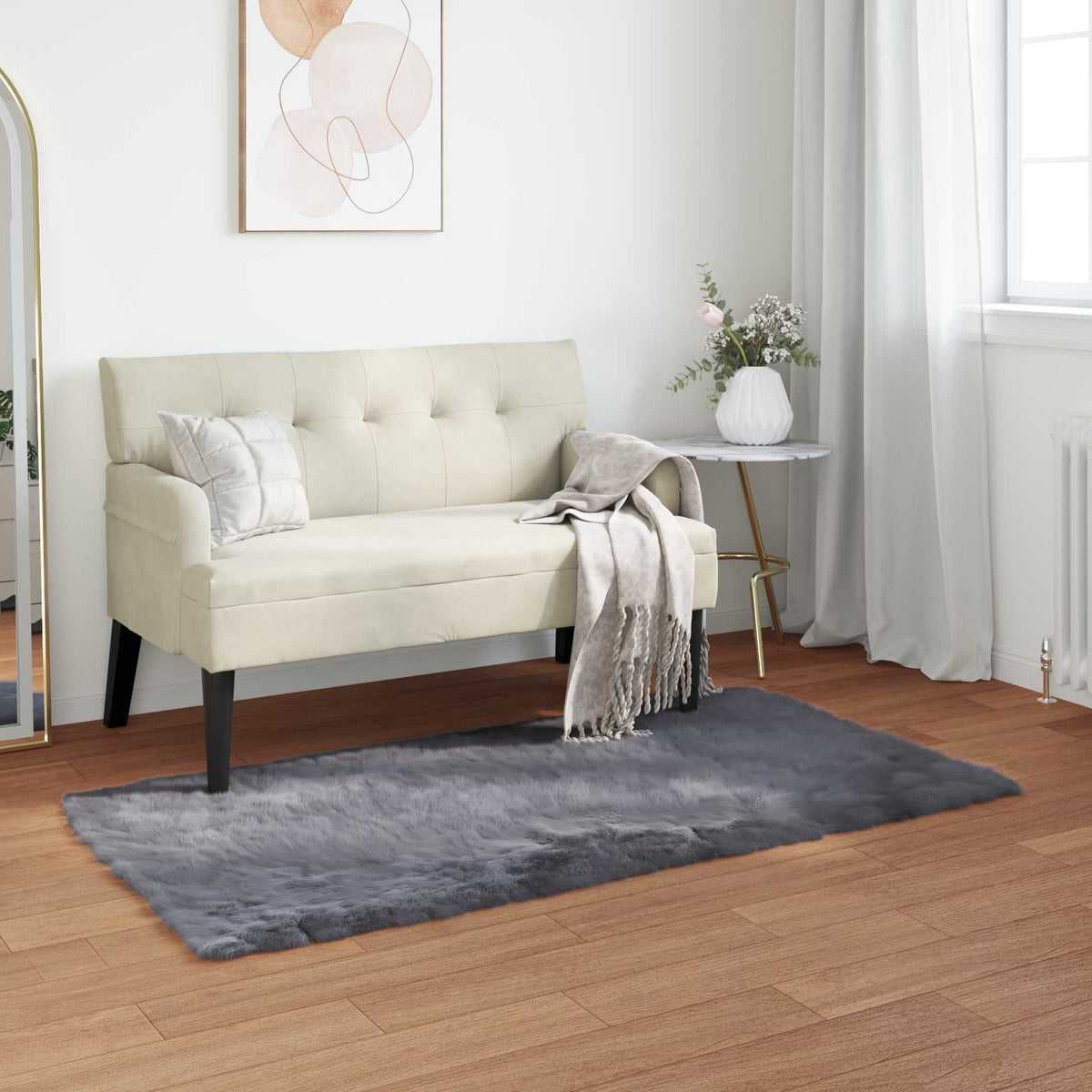 Vidaxl gefälschter Schaffellteppich Tafalla Anthrazit 60 x 110 cm Polyester