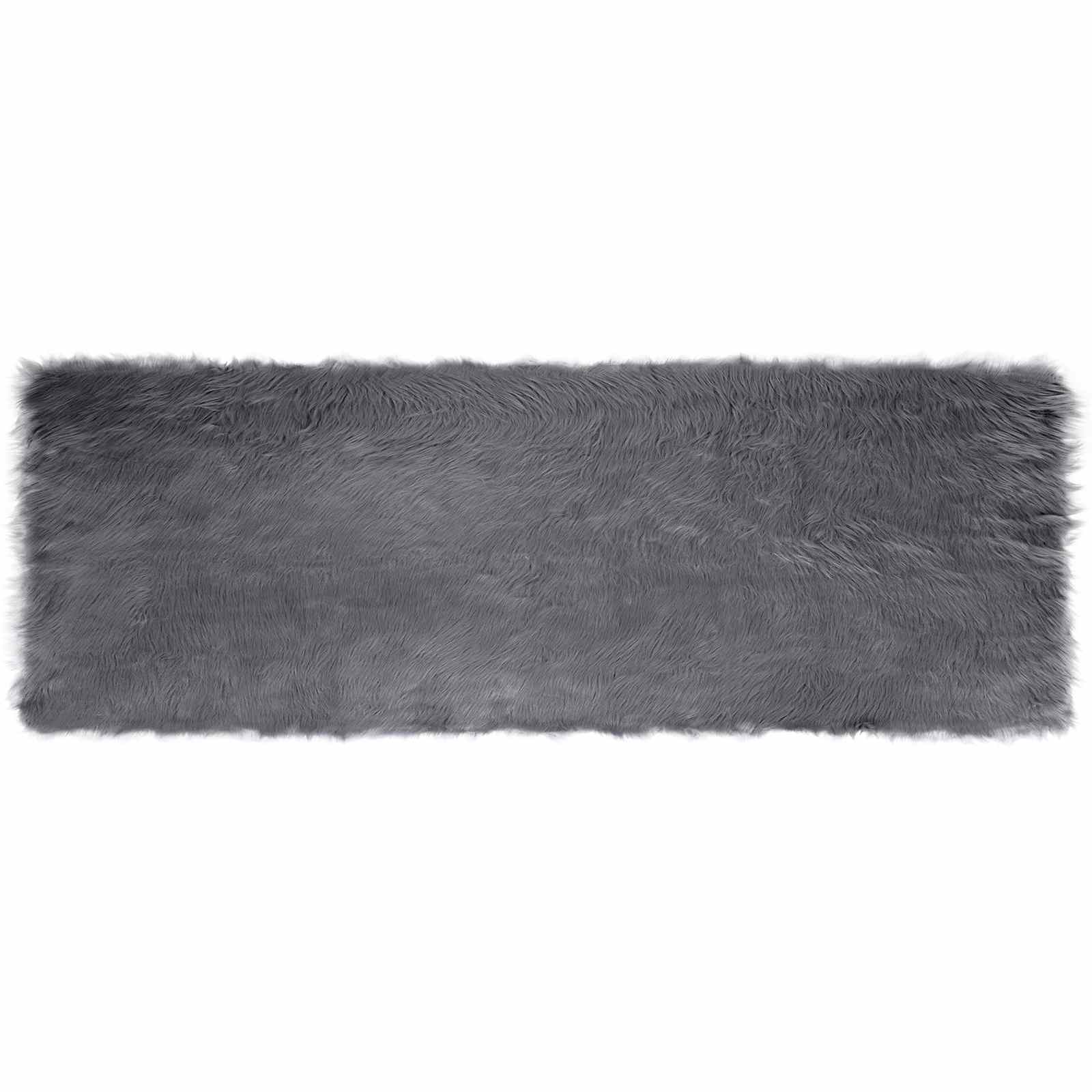 VidaXL Kunstschaffellteppich Tafalla Anthrazit 80 x 250 cm Polyester