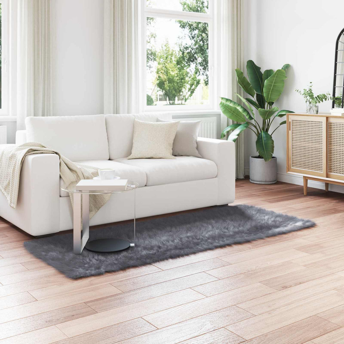 Vidaxl Kunstschaffellteppich Tafalla Anthrazit 100 x 200 cm