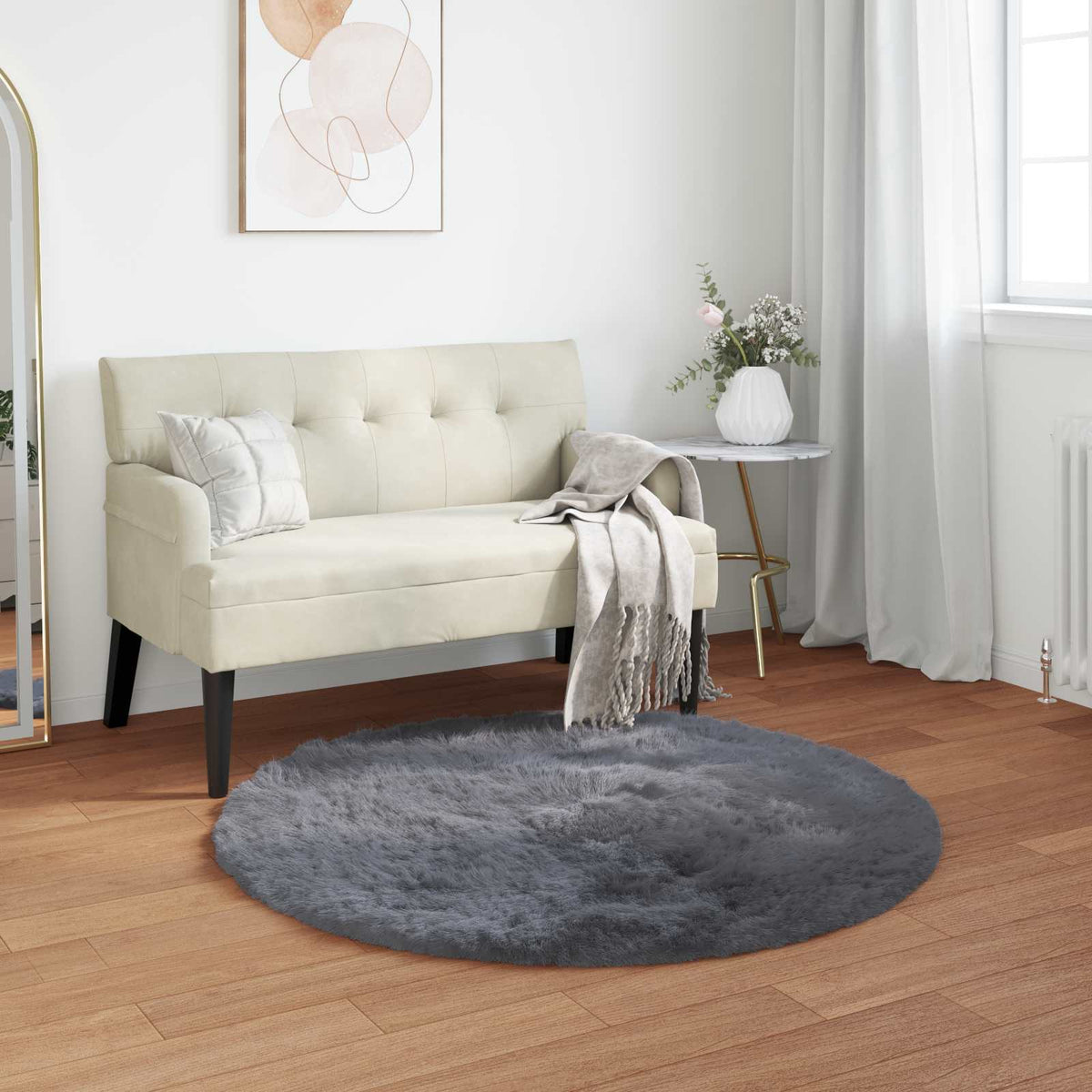 Vidaxx Kunstschaffellteppich Tafalla Anthrazit ø 120 cm Polyester