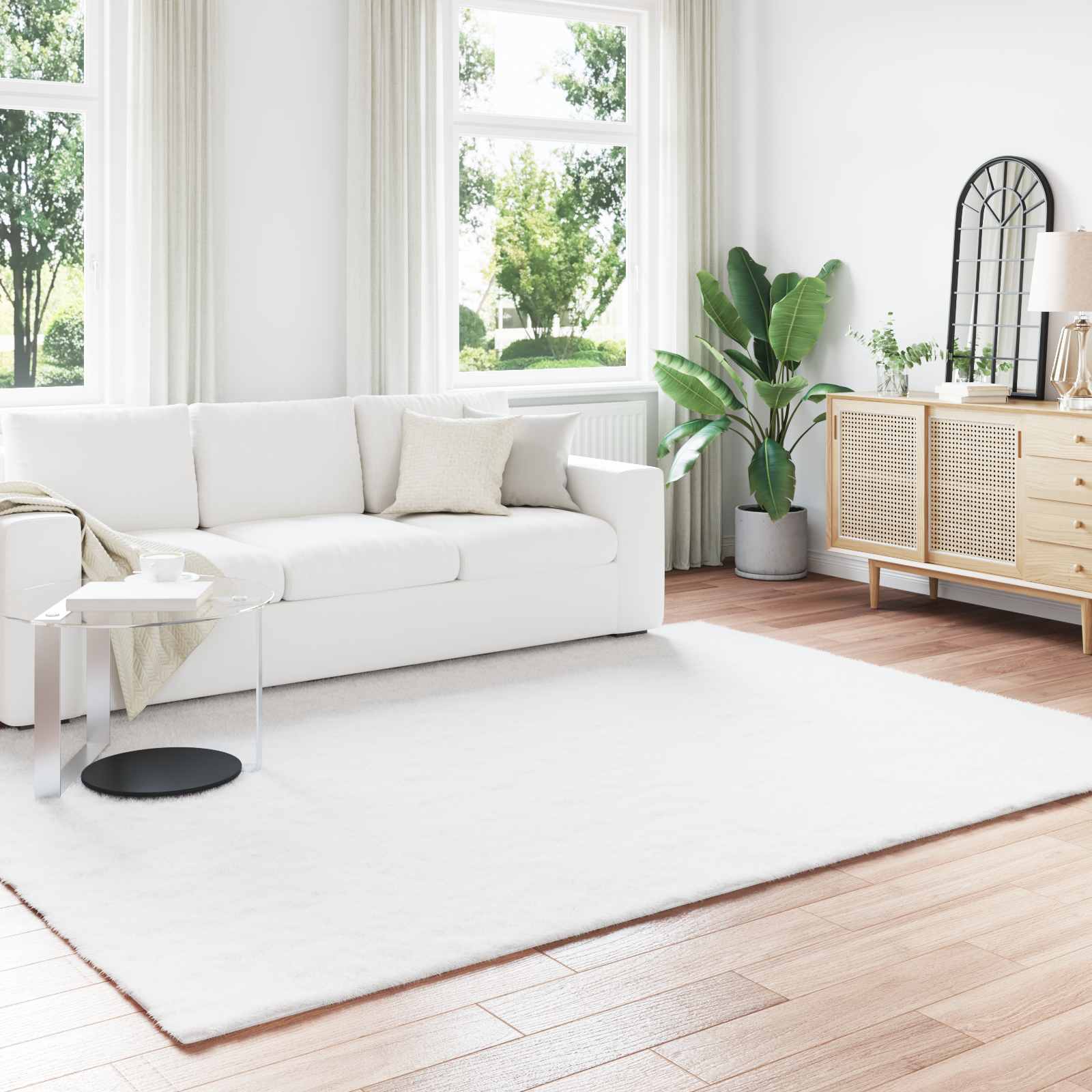 VidaXL Kunstkaninchenfellteppich Olite weiß 240 x 340 cm Polyester