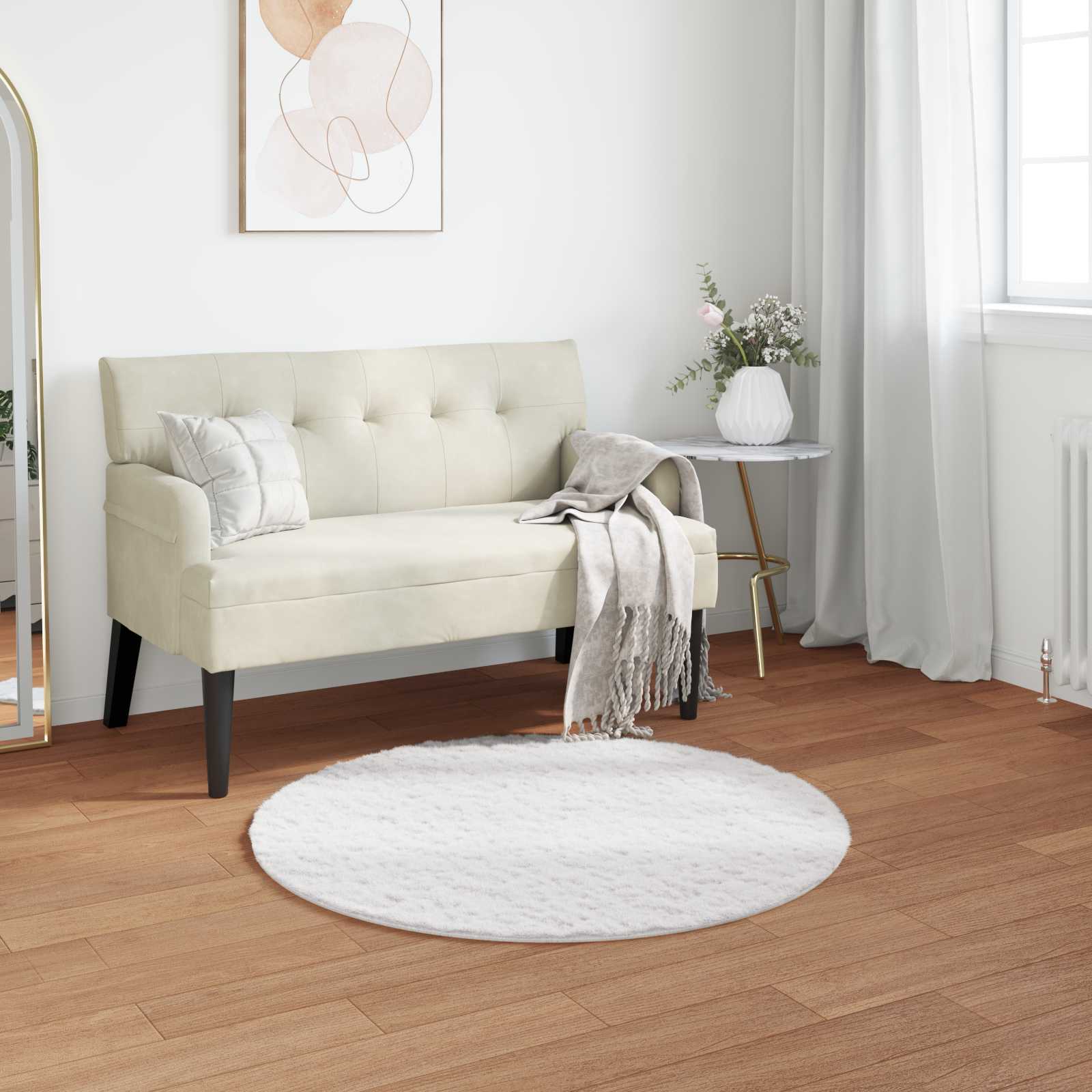 Vidaxxl Kunstkaninchenfell-Teppich, geölt, weiß, ø 80 cm, Polyester