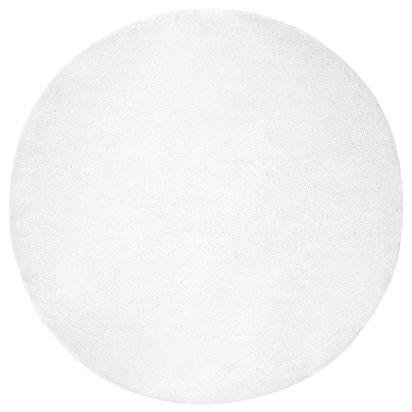 Vidaxxl Kunstkaninchenfell-Teppich, geölt, weiß, ø 80 cm, Polyester