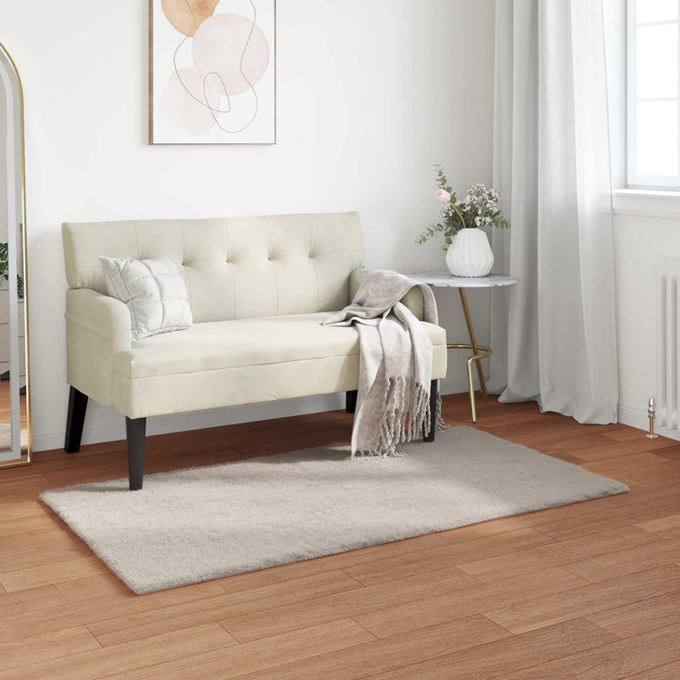 VidaXL Kunstkaninchenfell-Teppich, geölt, beige, 60 x 110 cm, Polyester