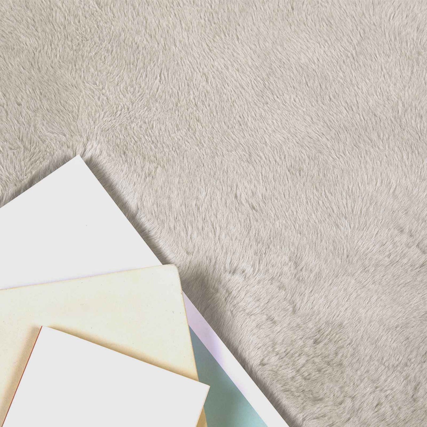 VidaXL Kunstkaninchenfell-Teppich, geölt, beige, 100 x 200 cm, Polyester