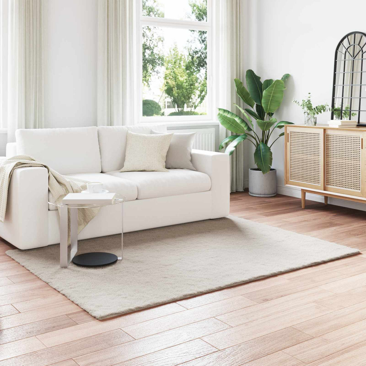 VidaXL Kunstkaninchenfell-Teppich, geölt, beige, 160 x 230 cm, Polyester