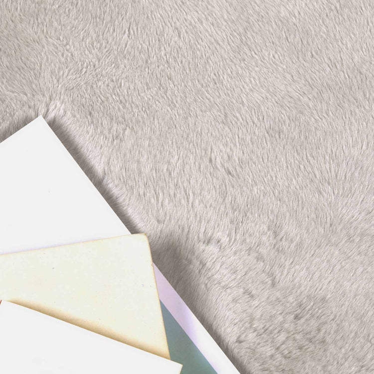 VidaXL Kunstkaninchenfell-Teppich, geölt, beige, ø 200 cm, Polyester