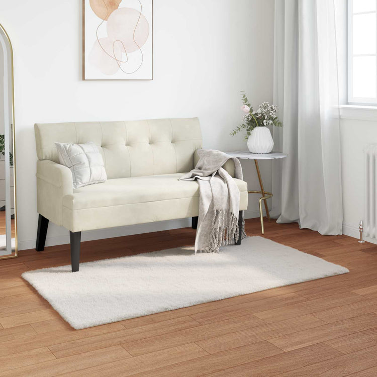 VidaXL Kunstkaninchenfell-Teppich, geölt, cremefarben, 80 x 150 cm, Polyester