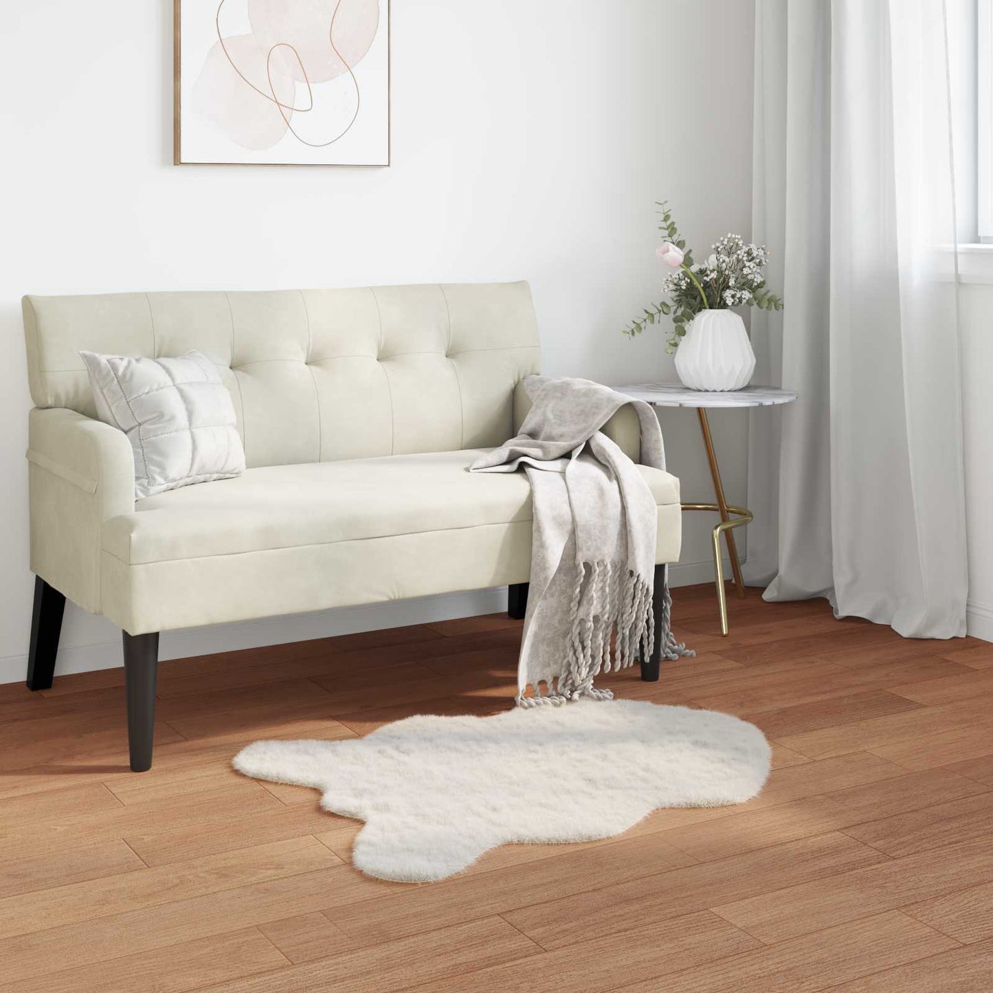 VidaXL Kunstkaninchenfell-Teppich, geölt, cremefarben, 80 x 120 cm, Polyester