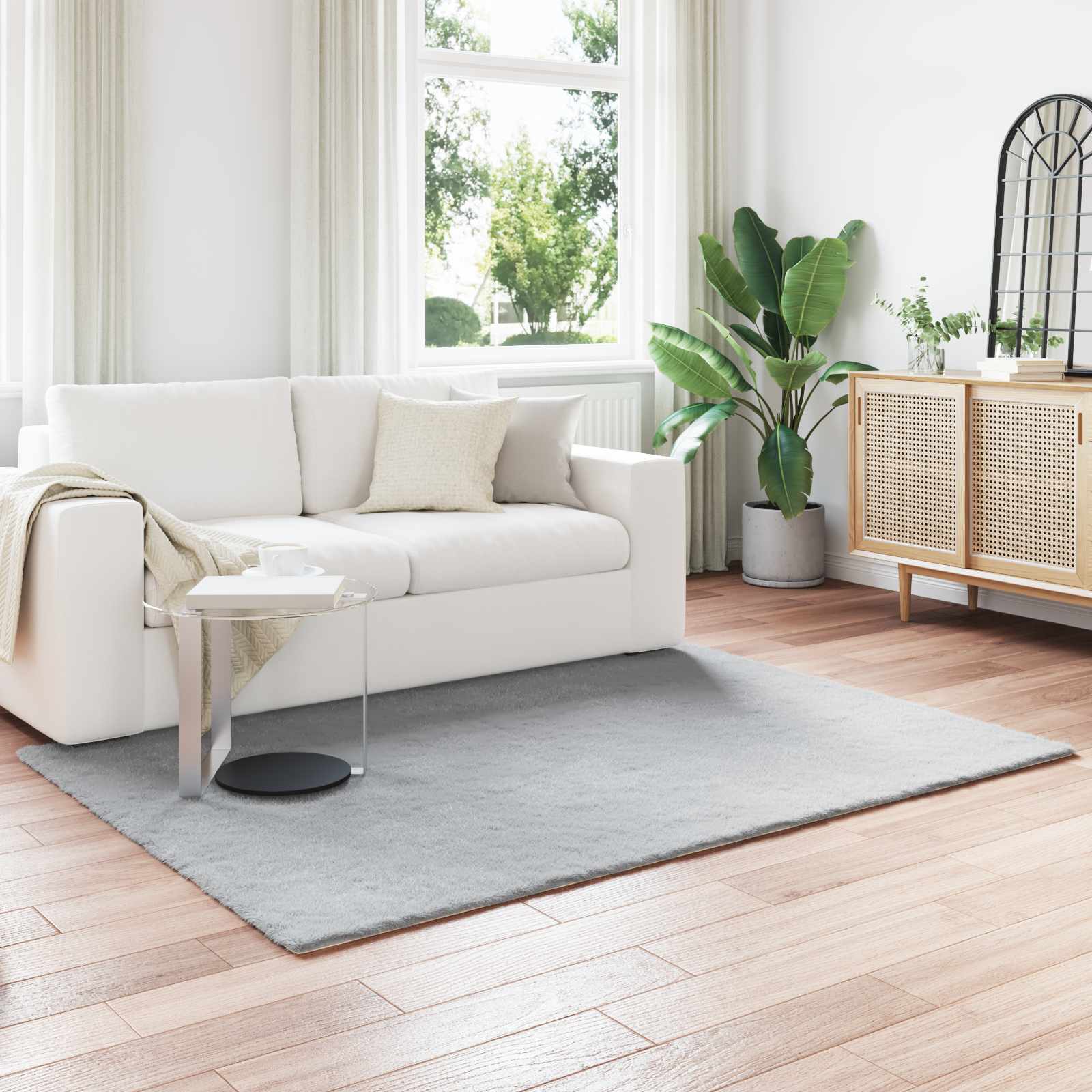 VidaXL Kunstkaninchenfell-Teppich, grau, 160 x 230 cm, Polyester