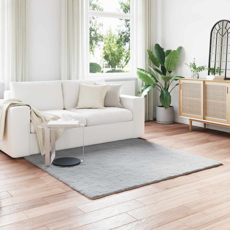 VidaXL Kunstkaninchenfell-Teppich, grau, 160 x 160 cm, Polyester