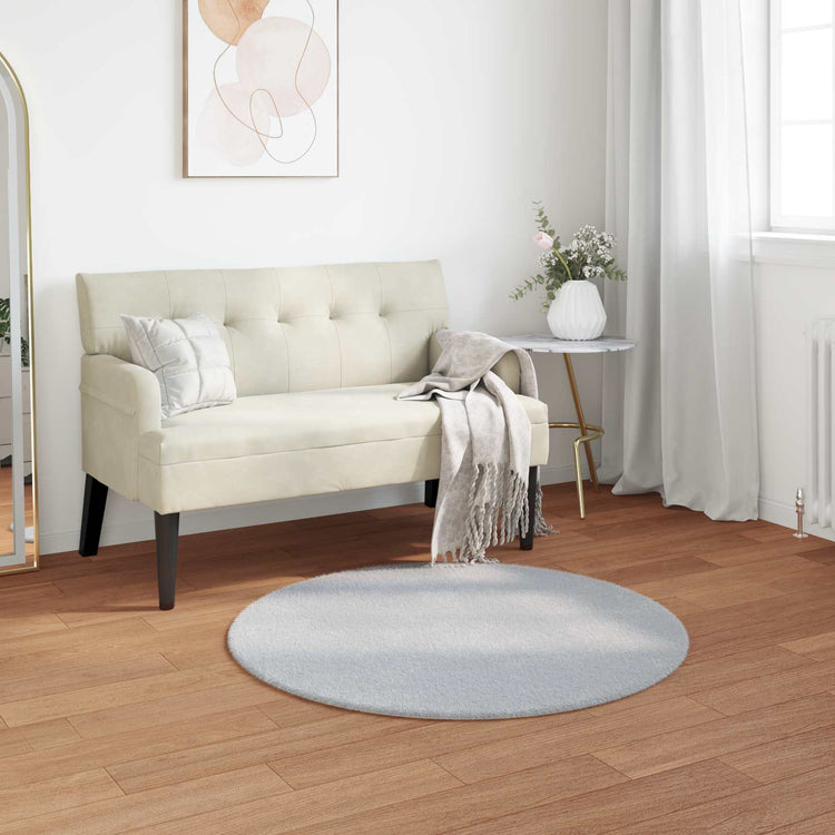 Vidaxxl Kunstkaninchenfell-Teppich, geöltes Grau, ø 100 cm, Polyester