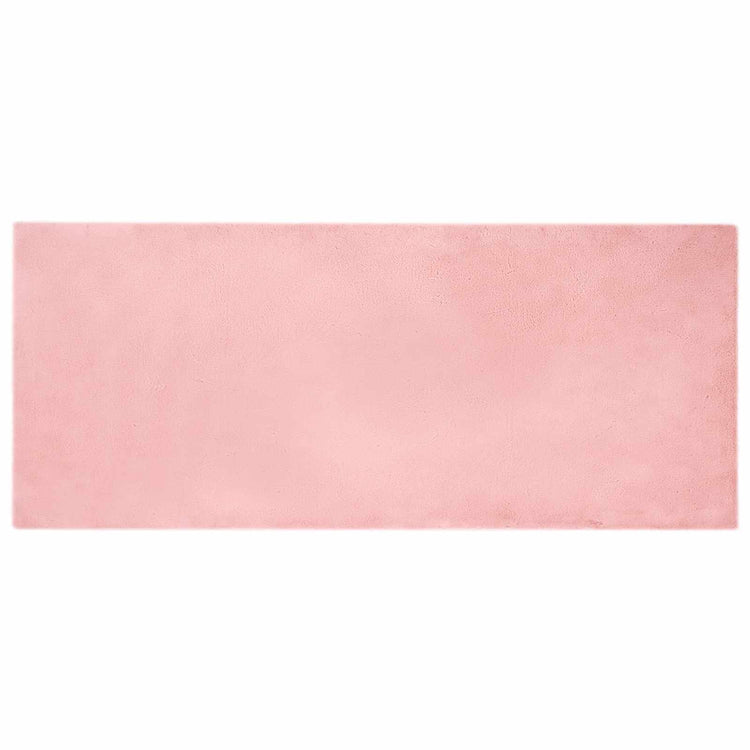 VidaXL Kunstkaninchenfell-Teppich, geölt, rosa, 80 x 200 cm, Polyester