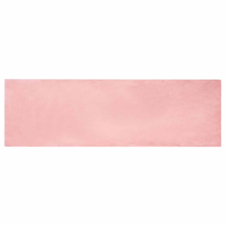 VidaXL Kunstkaninchenfell-Teppich, geölt, rosa, 80 x 250 cm, Polyester