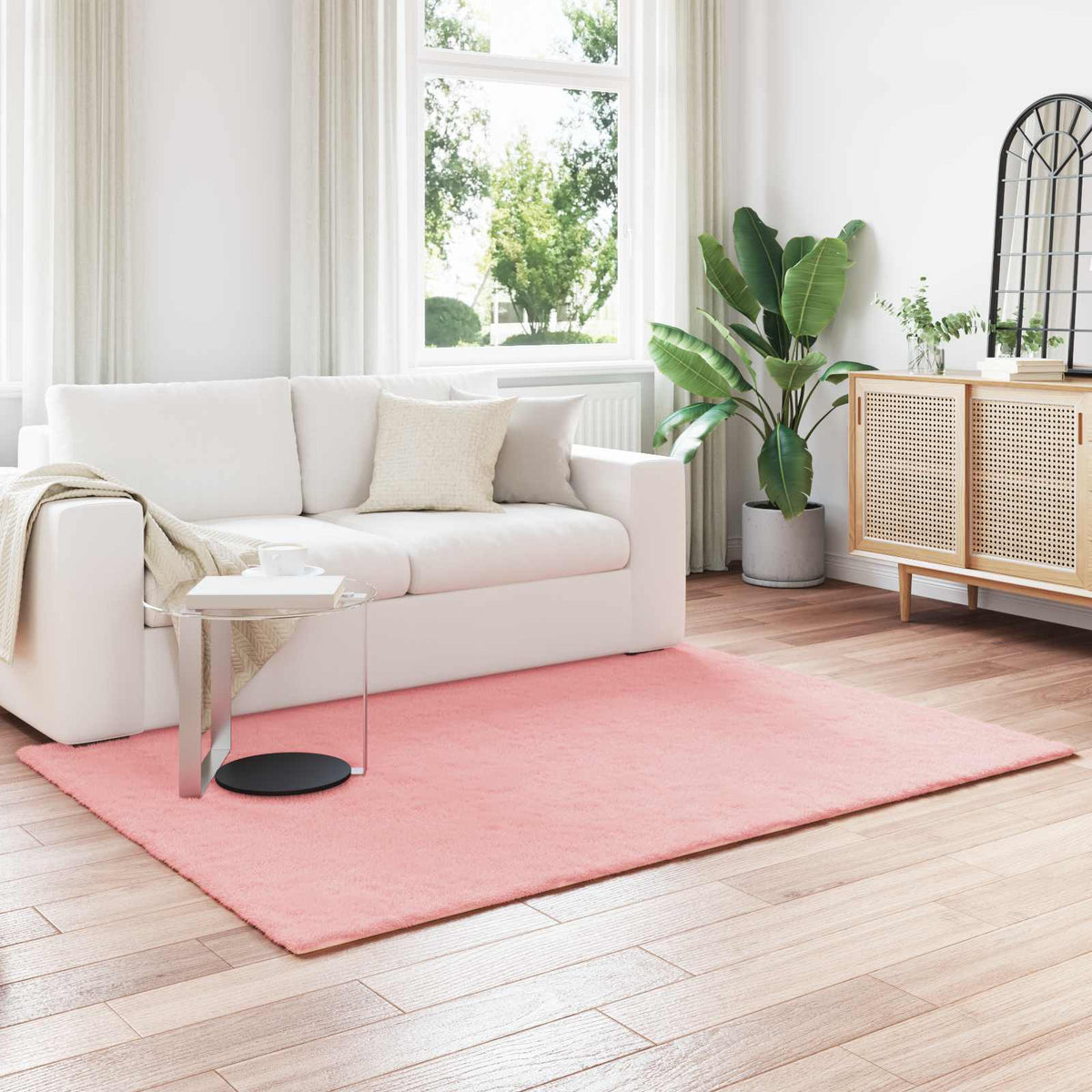 VidaXL Kunstkaninchenfell-Teppich, geöltes Rosa, 160 x 230 cm, Polyester