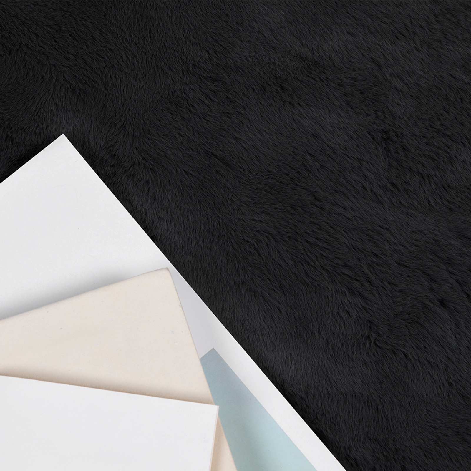 VidaXL Kunstkaninchenfell-Teppich, geölt, schwarz, 140 x 200 cm, Polyester