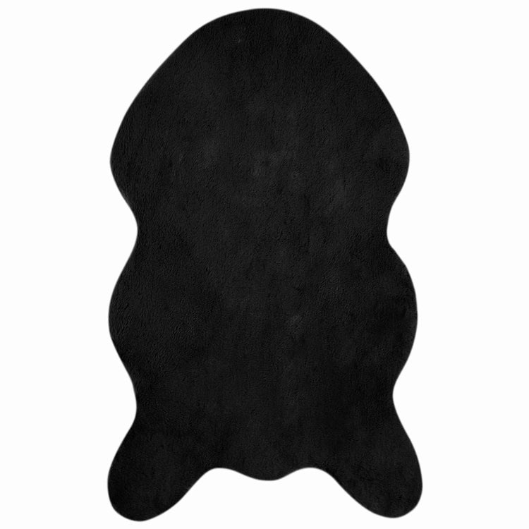 VidaXL Kunstkaninchenfell-Teppich, geölt, schwarz, 50 x 80 cm, Polyester