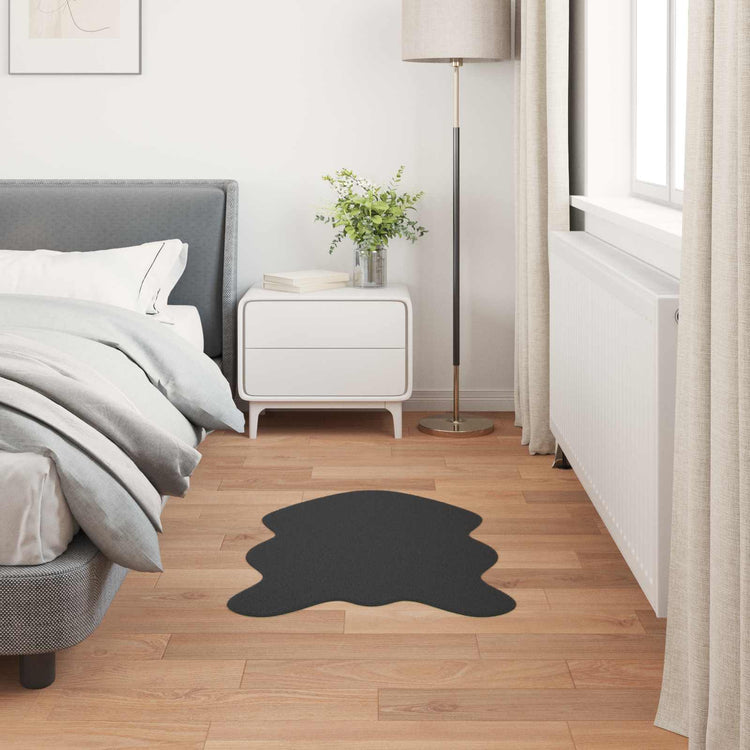 VidaXL Kunstkaninchenfell-Teppich, geölt, schwarz, 60 x 90 cm, Polyester