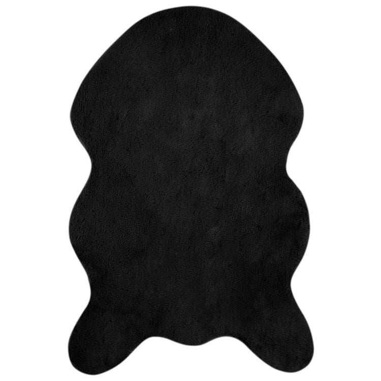 VidaXL Kunstkaninchenfell-Teppich, geölt, schwarz, 80 x 120 cm, Polyester