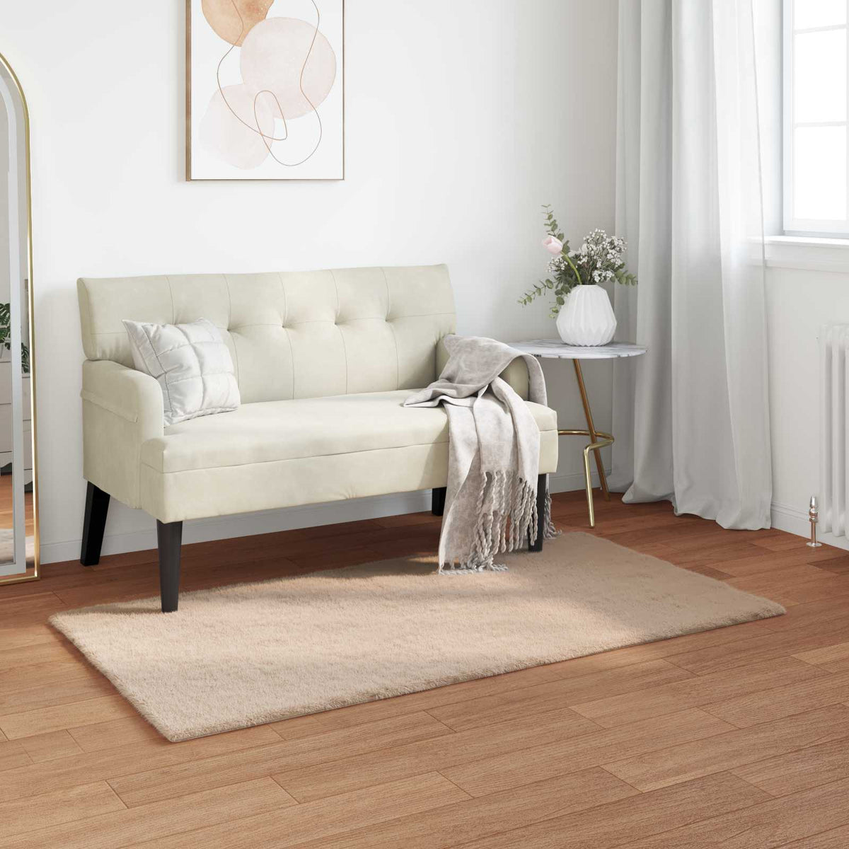 VidaXL Kunstkaninchenfellteppich Oilte Taupe 80 x 150 cm Polyester