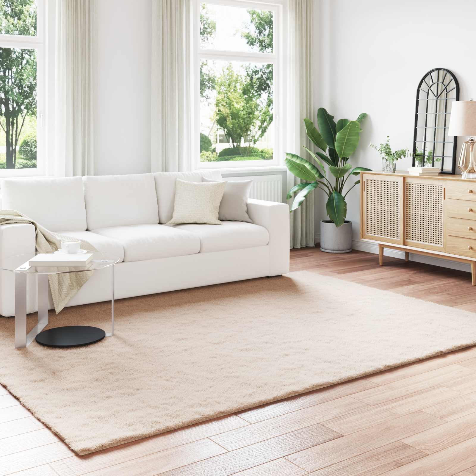 VidaXL Kunstkaninchenfellteppich Oilte Taupe 240 x 340 cm Polyester