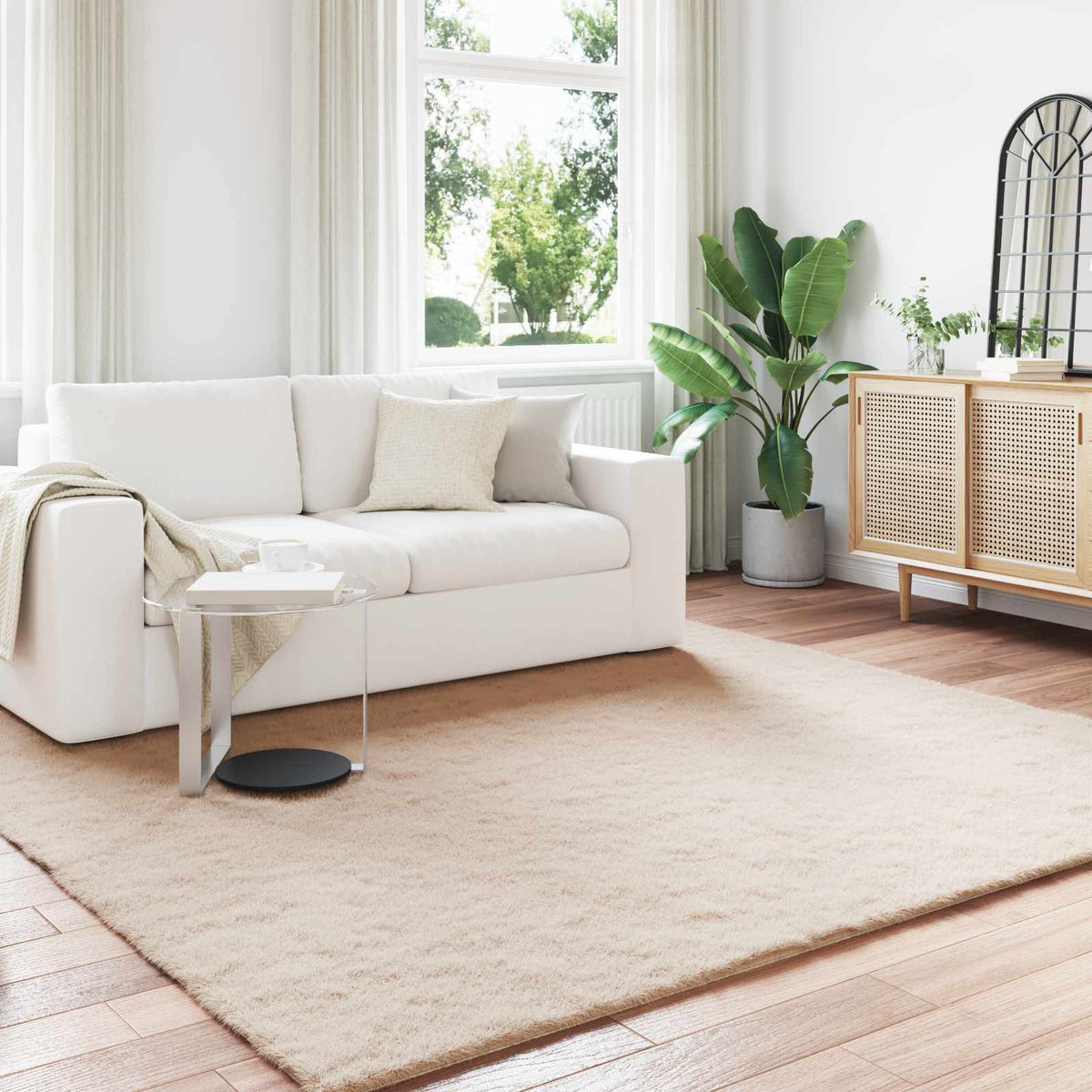 VidaXL Kunstkaninchenfellteppich Oilte Taupe 200 x 200 cm Polyester