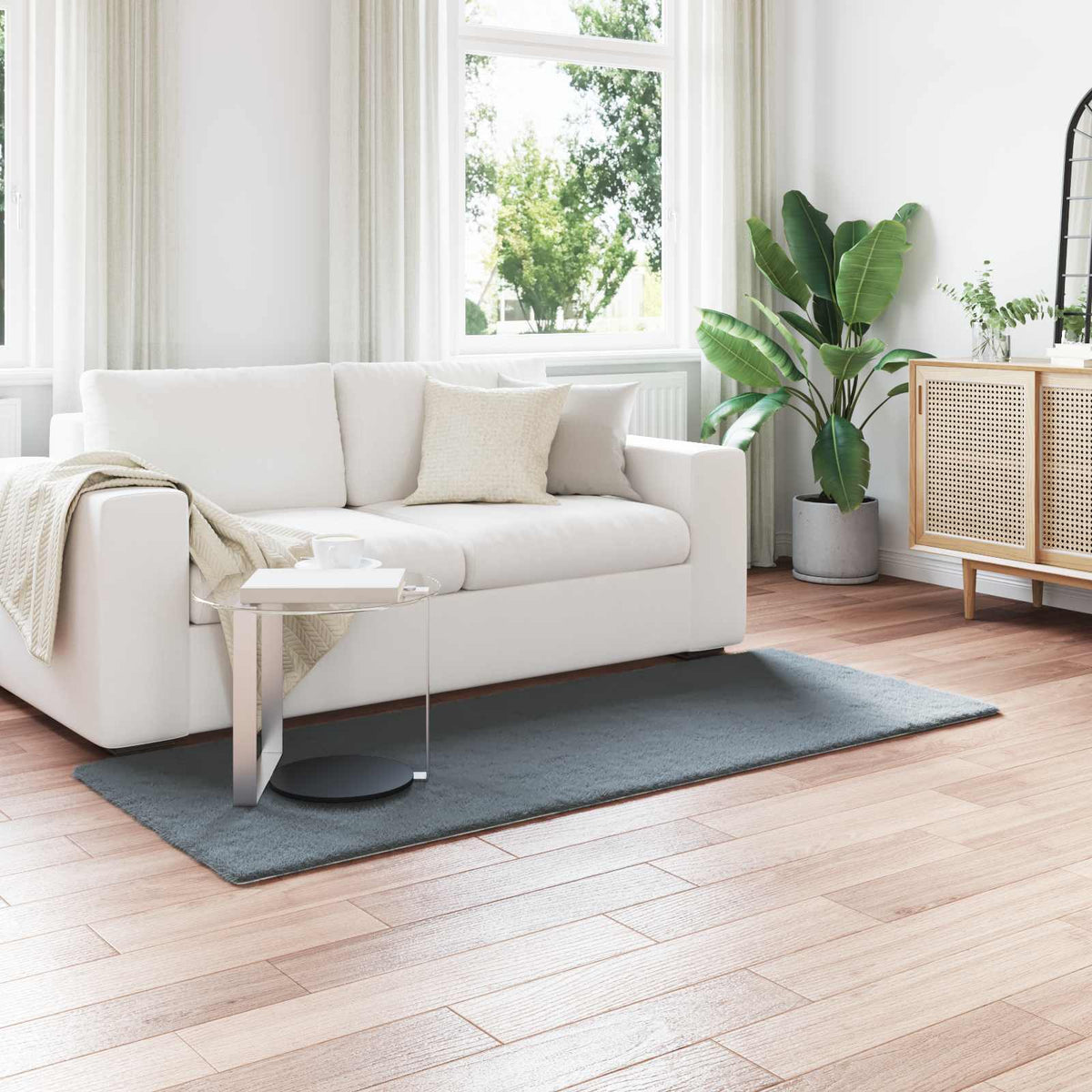 Vidaxl Kunstkaninchenfell-Teppich, geölt, Anthrazit, 100 x 200 cm, Polyester