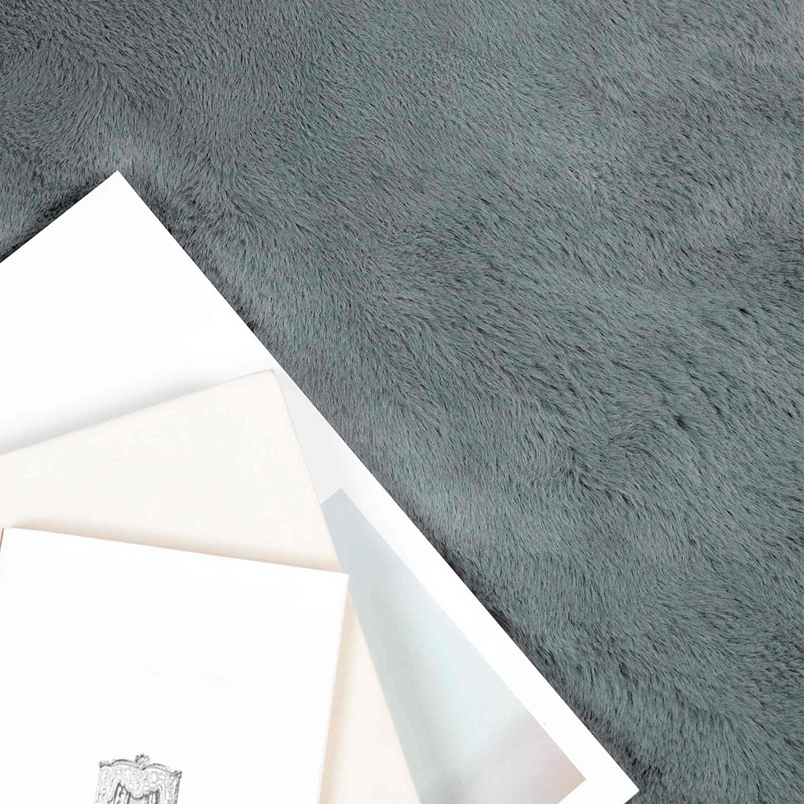 VidaXL Kunstkaninchenfell-Teppich, geölt, Anthrazit, 120 x 120 cm, Polyester