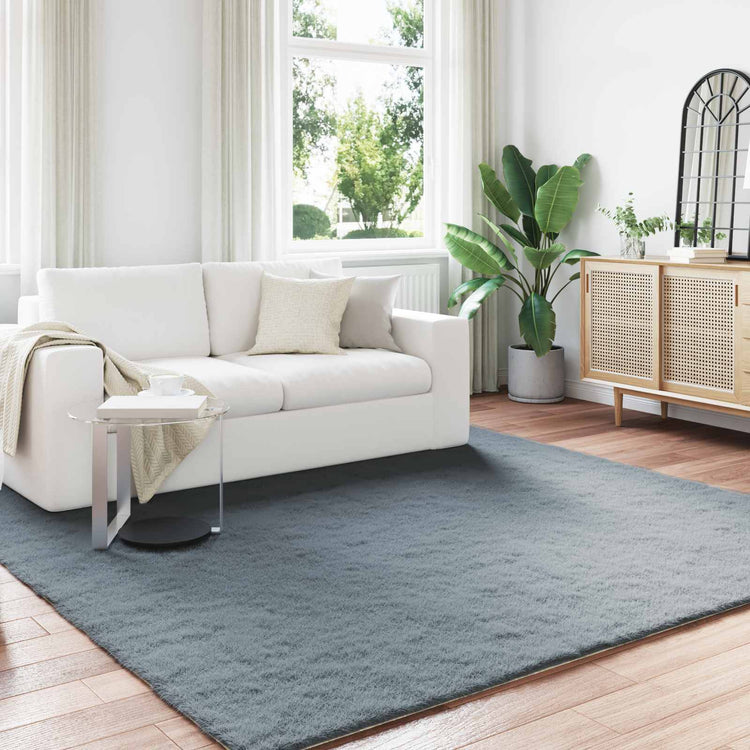 VidaXL Kunstkaninchenfell-Teppich, geölt, Anthrazit, 200 x 200 cm, Polyester