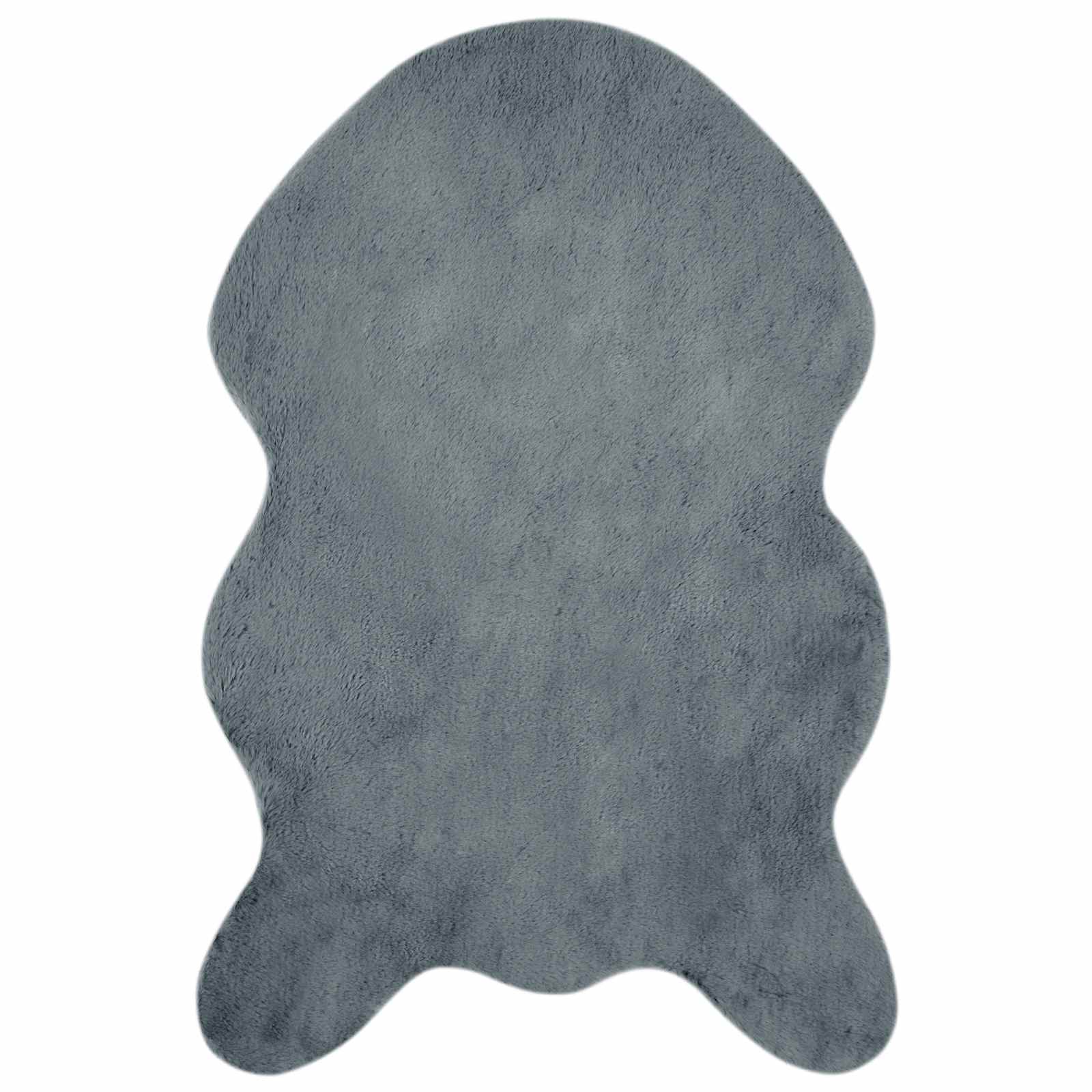 VidaXL Kunstkaninchenfell-Teppich, geölt, Anthrazit, 80 x 120 cm, Polyester