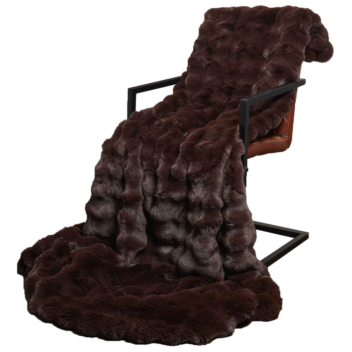 VidaXL Kunstfell-Kaninchenfelldecke, geöltes Kamel, 240 x 270 cm, Polyester