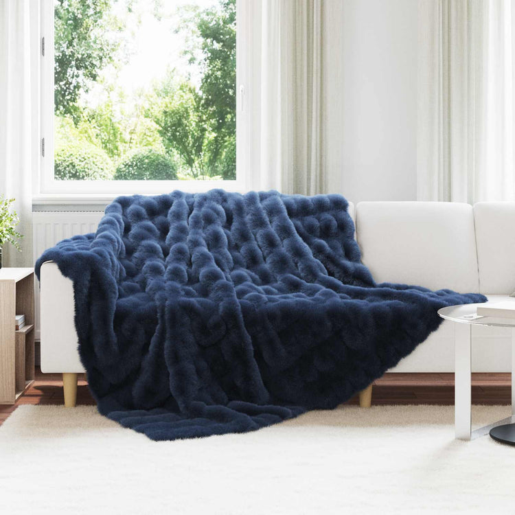 VidaXL Kunstfell-Kaninchenfelldecke Olite 4 Stück Marineblau 240 x 270 cm
