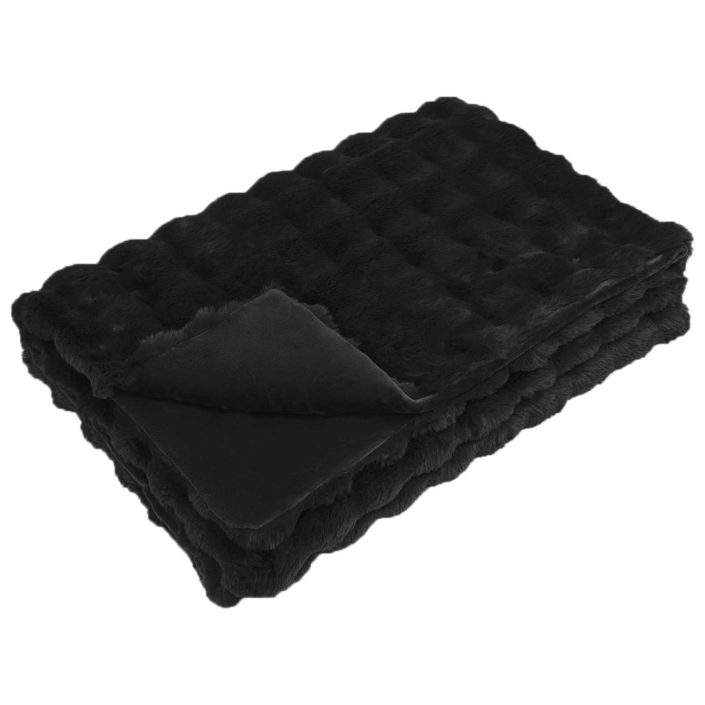 VidaXL Kunstkaninchenfelldecke Oliteschwarz 150 x 220 cm Polyester