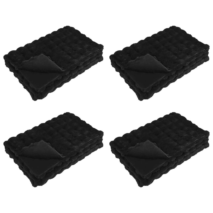 VidaXL Kunstfell-Kaninchenfelldecke Olite 4 Stück Schwarz 240 x 270 cm