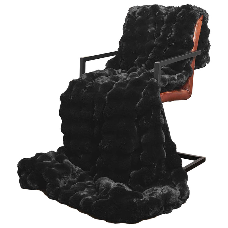 VidaXL Kunstfell-Kaninchenfelldecke Olite 4 Stück Schwarz 240 x 270 cm