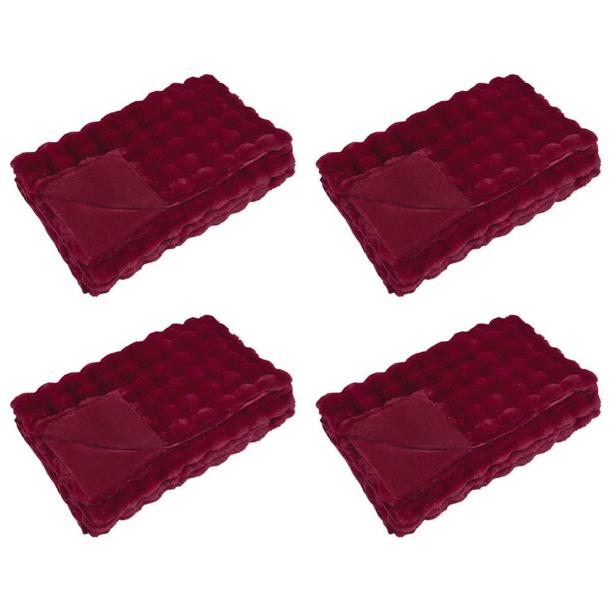 Vidaxl Neppels Konijnenbont Deken Olite 4 Stück bordeauxrotes Polyester