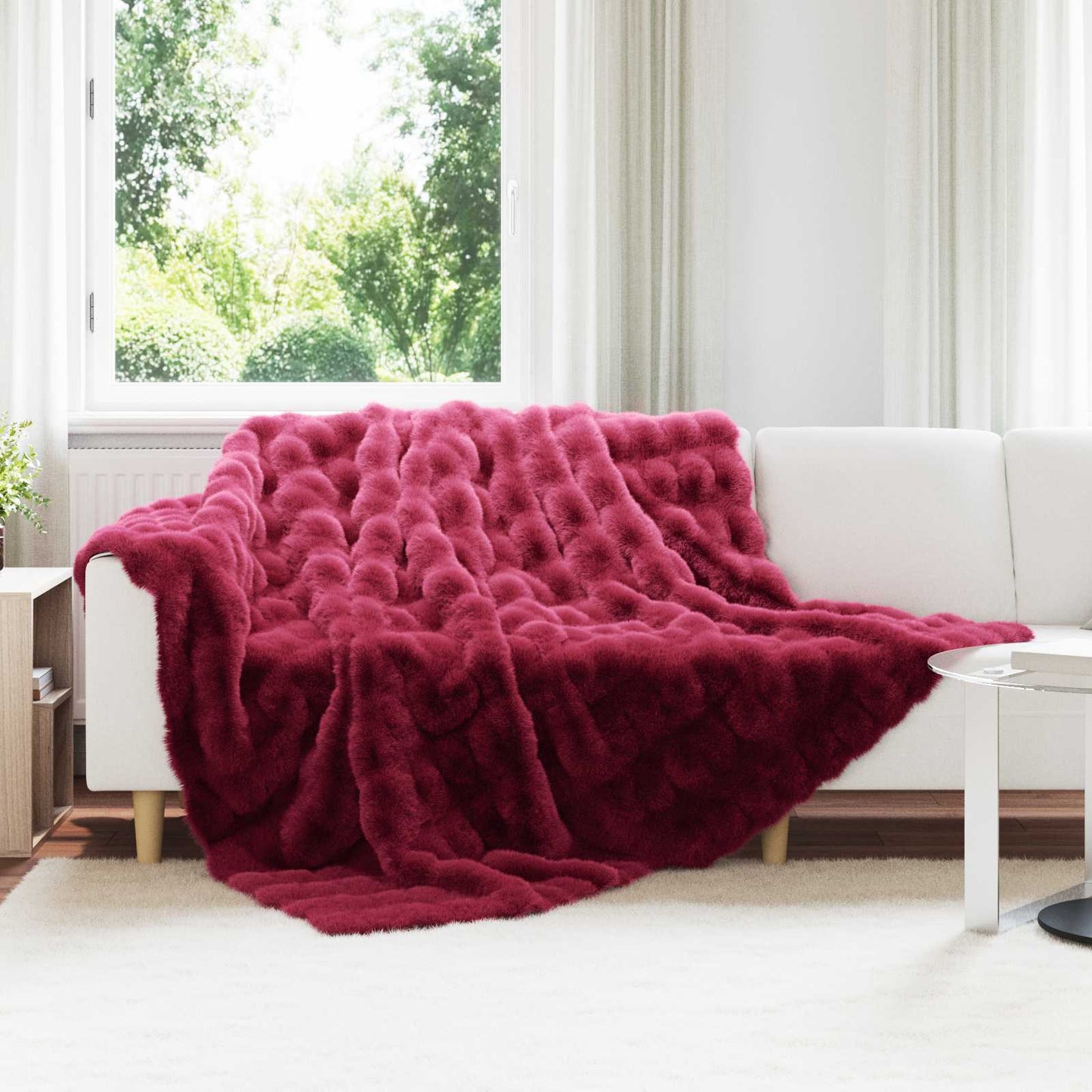 VidaXL Kunstfell-Kaninchenfelldecke Olite 4 Stück burgunderrotes Polyester