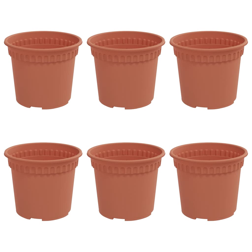VidaXL runder Blumentopf 6 Stück ziegelrot ø 12,5 x 10 cm Kunststoff