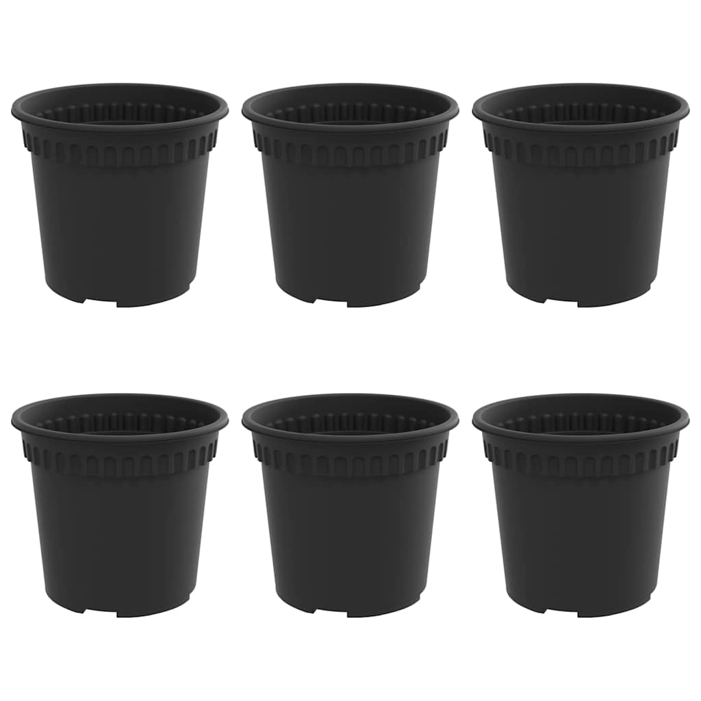 VidaXL runder Blumentopf 6 Stück schwarz ø 15 x 12 cm Kunststoff