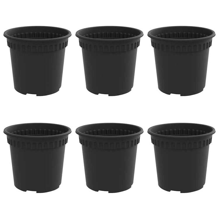 VidaXL runder Blumentopf 6 Stück schwarz ø 15 x 12 cm Kunststoff