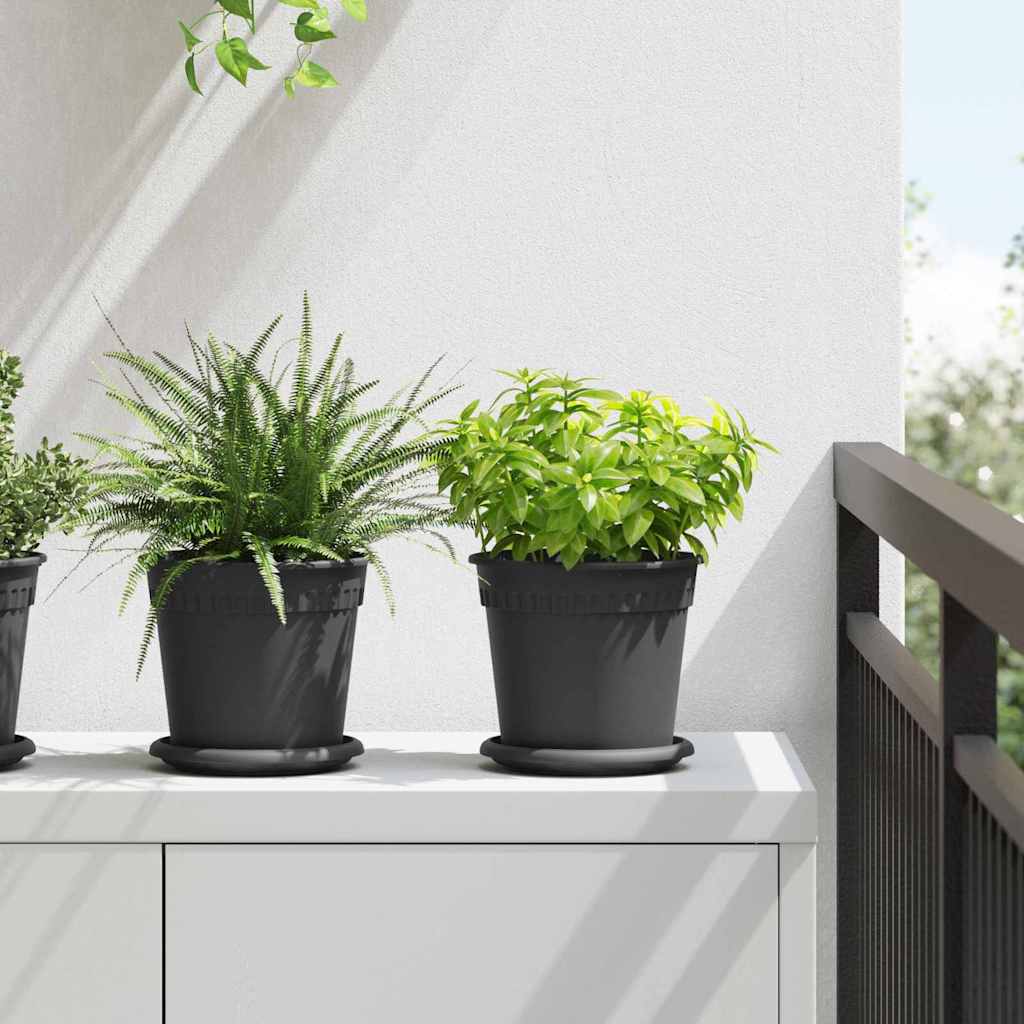 Vidaxl runder Blumentopf 6 Stück schwarz ø 17 x 14 cm Kunststoff