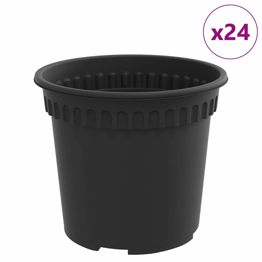 VidaXL runder Blumentopf 24 Stück schwarz ø 15 x 12 cm Kunststoff