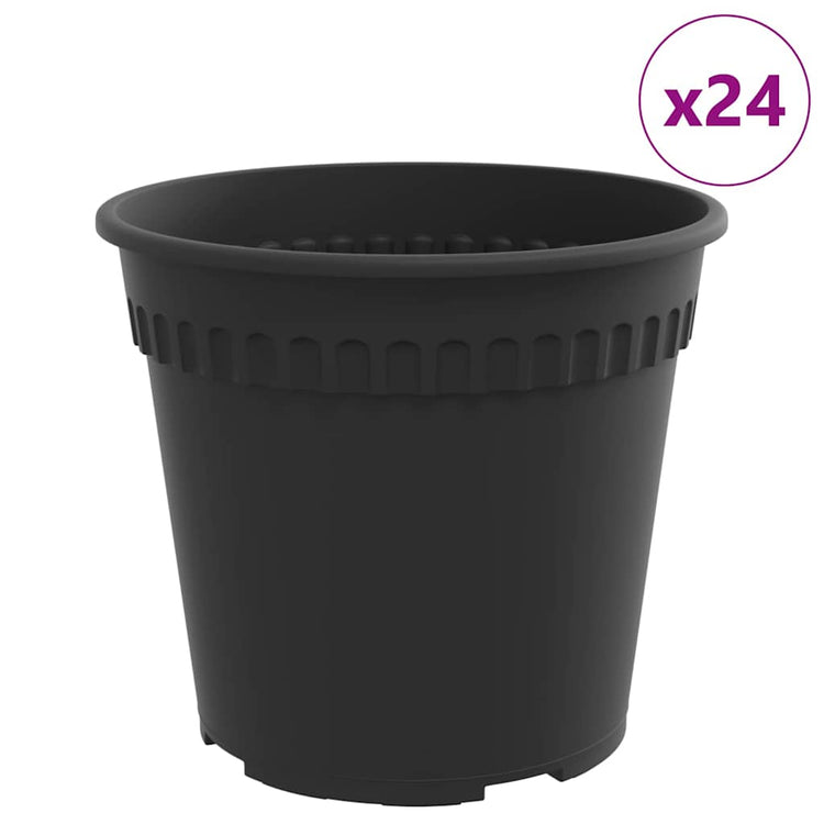 Vidaxl runder Blumentopf 24 Stück schwarz ø 19 x 16 cm Kunststoff