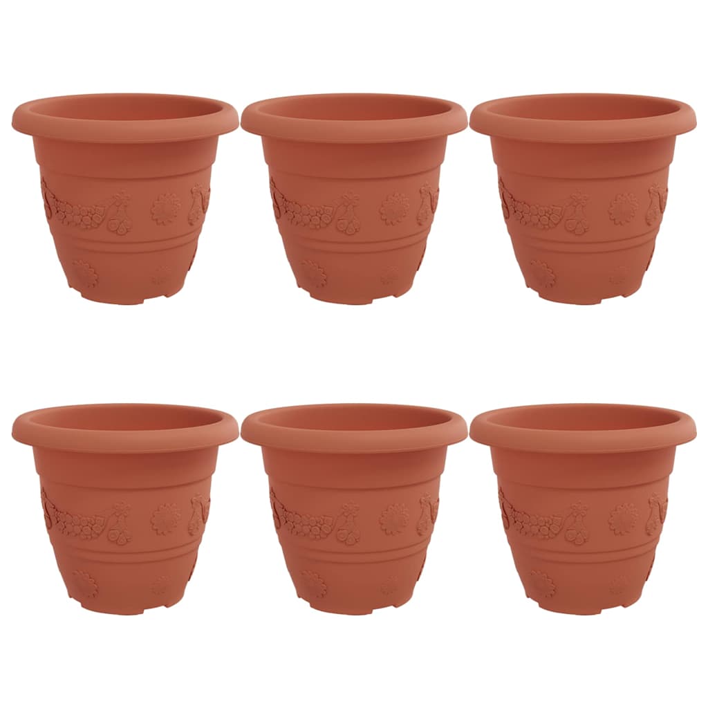 VidaXL runder Blumentopf 6 Stück ziegelrot ø 26 x 21,5 cm Kunststoff