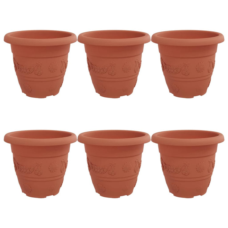 VidaXL runder Blumentopf 6 Stück ziegelrot ø 26 x 21,5 cm Kunststoff