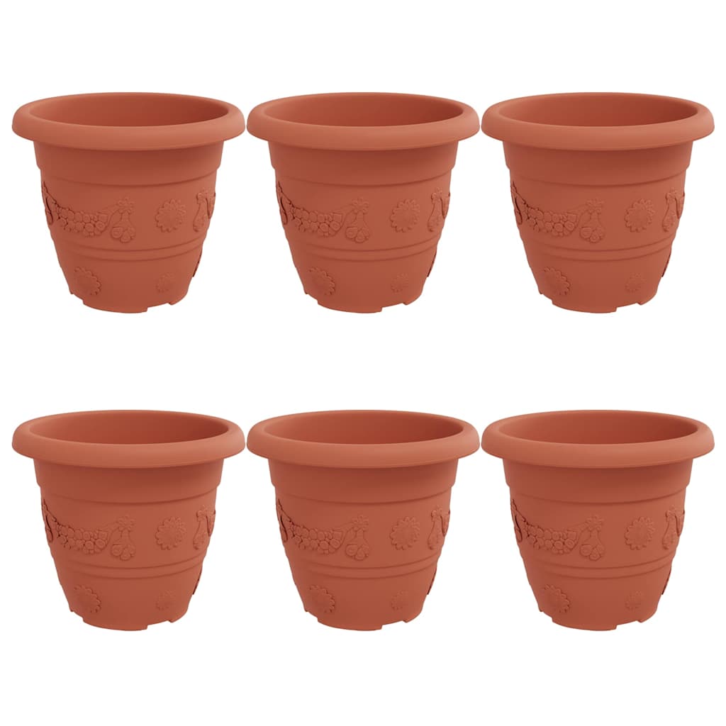 VidaXL runder Blumentopf 6 Stück ziegelrot ø 26 x 21,5 cm Kunststoff